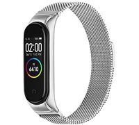 Oumida Correa Compatible con Xiaomi Mi Band 4 Correa, Brazalete de Metal de Acero Inoxidable, Pulsera de Repuesto de Loop Magnético para Xiaomi Mi Smart Band 4 para Mujer Hombre, Plata
