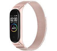 Oumida Correa Compatible con Xiaomi Mi Band 4 Correa, Brazalete de Metal de Acero Inoxidable, Pulsera de Repuesto de Loop Magnético para Xiaomi Mi Smart Band 4 para Mujer Hombre, Rosa
