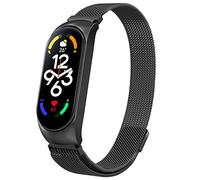 Oumida Correa Compatible con Xiaomi Mi Band 7 Correa, Pulsera de Acero Inoxidable de Metal, Pulseras de Repuesto de Tamaño Ajustable con Imán Fuerte para Xiaomi Smart Band 7, Negro