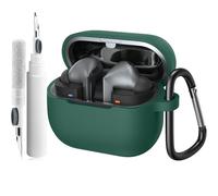 Oumida Funda para Samsung Galaxy Buds 3 / Samsung Galaxy Buds 3 Pro Funda, Cases Protectora de Silicone Suave, Fundas con Mosquetón y Bolígrafo Limpiador, LED Frontal Visible (Verde Oscuro)