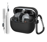 Oumida Funda para Samsung Galaxy Buds 3 / Samsung Galaxy Buds 3 Pro Funda, Cases Protectora de Silicone Suave, Fundas con Mosquetón y Bolígrafo Limpiador, LED Frontal Visible (Negro)