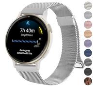 Oumida Garmin Correa de 20 mm para Garmin Vivoactive 5/Vivoactive 3, Venu 2 Plus/Venu Sq 2/Venu Sq/Sq Music, Vivomove Serie, Forerunner 55/245/645, de metal, plata
