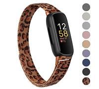 Oumida - Pulsera compatible con Fitbit Inspire 3, pulsera para mujer y hombre, pulsera de metal de acero inoxidable premium con fuerte imán, correa de reloj para Fitbit Inspire 3, leopardo