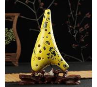OUMIFA Ocarina 12 Agujeros Dorados Ocarina Azul y Blanco Flores patrón Estilo étnico Tradicional Etapa Rendimiento Instrumentos Musicales Ocarina Instrumentos Musicales (Color : Yellow)
