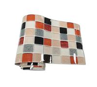 oumomy 20cmx240cm Adhesivo para Azulejos De Mosaico Autoadhesivo Impermeable Cuarto De BañO Pegatinas De Baldosas Cocina Vinilo Pegatinas De Pared -Negro Rojo