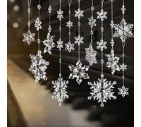 OuMuaMua 12 Adornos de Navidad de Cristal para decoración de árbol de Navidad, Adornos de Copo de Nieve acrílico Transparente para árbol de Navidad, decoración de Fiesta de Invierno