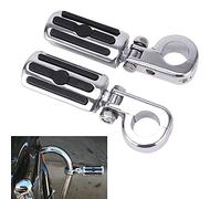 OUMURS Estriberas de pie de motocicleta de 1-1/4 pulgadas para protectores de motor de 1.25 pulgadas para barras de choque, abrazadera de soporte de pedal de pie compatible con Harley Touring Electra