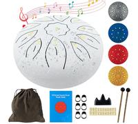 Oun Nana Tambor de lluvia para exteriores, tambor de lengua de acero de 11 notas de 6 pulgadas para adultos y niños, instrumentos de curación de sonido con baquetas, libro de música y bolsa de viaje,