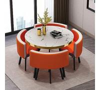 ound - Juego de mesa de comedor con 4 sillas para cocina, diseño moderno y simple, 90 cm de diámetro, colección de muebles de café de negocios