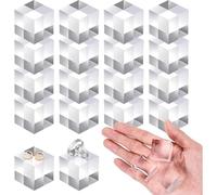 Ounfhtrttk 16 Bloques de Acrílico Transparente, Cuadrados, para Exhibición de Joyas, con Forma de Cubo Pulido Transparente, Base para Vitrina.