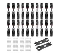 Ounfhtrttk 20 Pares de Conectores de Panel Solar, Conector de Cable de Panel Solar Macho/Hembra de 1000 V, IP67 A Prueba de Agua, 2 Llaves de Montaje