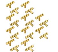 Ounfhtrttk 20 Pomos Dorados para Gabinete de 2 Pulgadas, Pomos de Latón para Cajón, con un Solo Orificio, con Barra en T Dorada, para Puertas de Gabinetes de Casa.