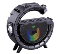 Ounfhtrttk Altavoz Bluetooth con Reproductor Solar para Exteriores, Portátil, Inalámbrico, con Tarjeta de Música, Lámpara para el Hogar, Herramientas para Fiestas, Color Negro