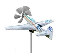 Ounfhtrttk Avión 3D Veleta de Jardín Molinillo de Viento Metal Anticorrosión Avión Enchufable de Viento Spinner de Viento Jardín Resistente A la Intemperie
