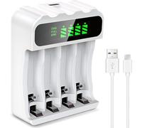 Ounfhtrttk Cargador Rápido de Baterías Recargables AA AAA, Cargador Inteligente de 44 Ranuras, Cargador de NiMH de 1.2V.