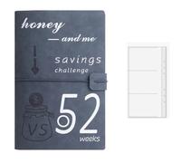 Ounfhtrttk Carpeta de Presupuesto de 52 Semanas, Sobres en Efectivo para el Desafío de la Pareja para Ahorrar Dinero, Organizador de Depósitos en Efectivo, Imitación F