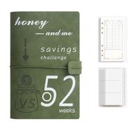 Ounfhtrttk Carpeta de Presupuesto de 52semanas, Sobres en Efectivo para el Desafío de la Pareja para Ahorrar Dinero, Organizador de Depósitos en Efectivo, Imitación C