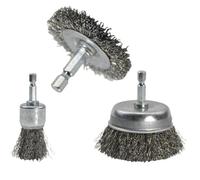 Ounfhtrttk Cepillos de Alambre para Taladro, de Acero Al Carbono Grueso, con Rueda de Crimpado, con Vástago Hexagonal, Aptos para Limpieza de Óxido (12 Unidades)