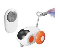 Ounfhtrttk Coche Teledirigido, Juguete Electrónico Inteligente para Gatos, Turbo de Plástico, Recargable, con Plumas para Ejercitar el y Movimiento Automático.