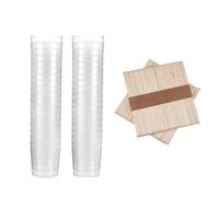 Ounfhtrttk Copa de Plástico de Epoxi de Laboratorio para Mezclar Resina 60ml/2oz, Paquete de 200 con 200 Palitos de Madera para, Transparente.
