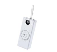 Ounfhtrttk Estuche para Banco de Energía 16x18650 de 20000 MAh, Carga Rápida, 22,5 W + 15 W, Soporte de Carga Inalámbrica, Caja para Banco de Energía para Exteriores con Luz LED, A