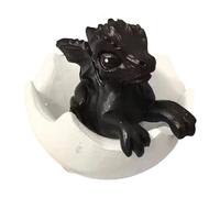 Ounfhtrttk Huevos de Dragón Impresos en 3D, Juego de Manualidades para Decoración de Escritorio con Estatua de Dragón, Coleccionistas de Dragones Negro