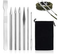 Ounfhtrttk Juego de 7 Herramientas para Coser Paracord, Plantilla, Bolsa de Almacenamiento y Alisador para Cordones.