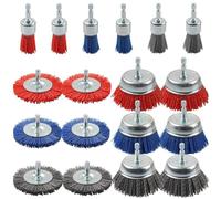 Ounfhtrttk Juego de Brocas de Nylon de 18 Piezas Kit de Cepillos de Limpieza de Brocas Rueda de Cepillo de Alambre