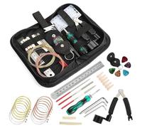 Ounfhtrttk Juego de Herramientas para Guitarra, Caja de Herramientas Multifuncional para Reparación de Guitarras, Caja de Repuestos para Múltiples Guitarras, Púas, Fijación de Cuerdas y Hebilla.