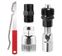 Ounfhtrttk Kit de 4 Herramientas de Reparación de Bicicletas: Rueda Libre, Cassette, Anillo de Bloqueo, Extractor de Manivela, Pedalier, Llave de Cadena para Bicicletas de Montaña.