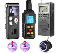 Ounfhtrttk Kit de Equipo de Grabadora de Voz Digital de 6 Piezas, Medidor EMF, Caja, Bolas LED, Altavoz para Herramientas Paranormales para Detección Paranormal.