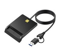 Ounfhtrttk Lector de Tarjetas Inteligente USB 2.0 Portátil Multifunción para Tarjetas SIM Bancarias, DNIE, ATM, CAC, IC, ID, Puerto USB y Puerto Tipo C.