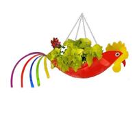 Ounfhtrttk Maceta de Metal con Forma Exquisita, Maceta de Gallo Colorida, Maceta Colgante, Macetas Decorativas para Jardín, L,C