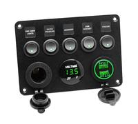 Ounfhtrttk Panel Interruptores para, Panel Interruptores para Automóvil, Voltímetro Digital A Prueba Agua, Puerto USB Doble, Combinación Luces LED Marinas, Balancín Rojo