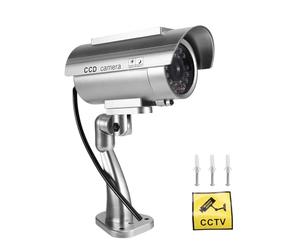 Ounfhtrttk Simulación de Cámara Solar, Simulación de Vigilancia en Exteriores, Cámara Falsa, Cámara Simulada con Luz LED Plateada