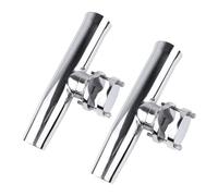 Ounfhtrttk Soporte de Caña de Pescar para, Estilo Torneo, de Acero Inoxidable, con Abrazadera para de 1-1/4" A 2", 2 Unidades