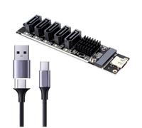Ounfhtrttk Tarjeta Adaptadora Type-C A SATA3.0 de 5 Puertos Tarjeta Vertical JM575+JMS580 SATA3 6Gbps USB10G Chasis Servidor PC Expansión de Computadora