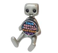 Ounfhtrttk Tu Salud Mental Importa Figura de Robot Juguete Artístico de Resina Kawaii Desk Buddy B