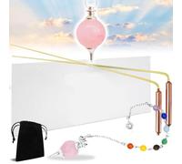 Ounfhtrttk Varillas de Radiestesia con de Cobre, Herramientas de Adivinación de Primera Calidad, Incluye Péndulo de Cuarzo Rosa.