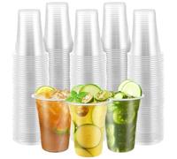 Oungy 200 vasos de plástico de 0,4 l, transparentes, reutilizables, 0,4 L, resistentes, de plástico, irrompibles, vasos de plástico reutilizables para cumpleaños, bautizos, bodas, Navidad