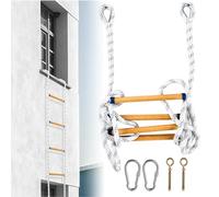 Oungy Escalera portátil de cuerda, 2 m, escalera de seguridad, escalera de cuerda para adultos con mosquetones, escalera de rescate para exteriores, balcón, ventana, barandilla, capacidad de carga de