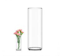 Oungy Jarrón de cristal cilíndrico de 35 cm de alto, gran jarrón de cristal, grande, moderno, diámetro de 12 cm, jarrones de cristal para velas de pilar, velas flotantes, para decoración de boda
