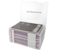 Oungy Paquete de 6 cajas de documentos A4 de plástico, A4, almacenamiento de papel, organizador de aulas