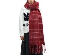 OUNIYA Bufanda grande y gruesa a cuadros, colorida, de gran tamaño, suave, lana de cachemira, gruesa, cálida para invierno, para mujer, rojo (Red Tartan), Large