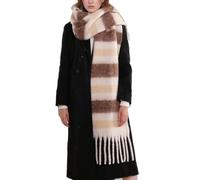 OUNIYA Bufanda grande y gruesa a cuadros coloridos de gran tamaño, suave lana de cachemira gruesa para invierno, manta cálida para mujer, marrón, (Brown Strip), Large