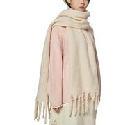 OUNIYA Bufanda grande y gruesa de gran tamaño, esponjosa, manta de lana gruesa, cálida para invierno, beige, L