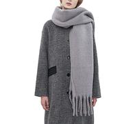 OUNIYA Bufanda grande y gruesa de gran tamaño, esponjosa, manta de lana gruesa, cálida para invierno, Gris, Large