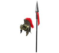 OUNONA 1 conjunto de casco romano - Sombrero de armadura de caballero medieval con lanza para cosplay de Halloween, recreaciones históricas y eventos de disfraces (dorado)