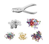 OUNONA 1 juego de sujetapapeles para manualidades: broches metálicos con forma de corazón, estrella, flor y redondos. Mini pasadores con perforadora y arandelas para scrapbooking.