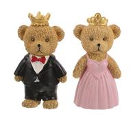 OUNONA 1 Pareja de estatuas de osos novios - Figura de resina en miniatura de una pareja de animales con para decoración de pasteles de aniversario, boda y compromiso, estilo 2